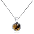 Natural gemstone 8mm round pendant with white gold over 925 sterling silver bezel cabochon plate and box chain, real genuine dainty birthstone gift for her, uniquelan jewelry