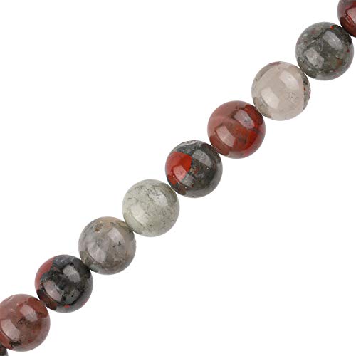 Natural Gemstone Beads 6mm African Bloodstone Polished Round Smooth Stone Beads for Jewelry Making Adults DIY Bracelet 15 Inch(African Bloodstone,6mm) - color: African Bloodstone, size: 6mm