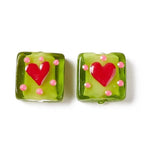 DanLingJewelry 10Pcs Handmade Lampwork Glass Beads - Green Square & Heart Shaped Spacer Beads for DIY Jewelry Making - color: 10pcs - Green