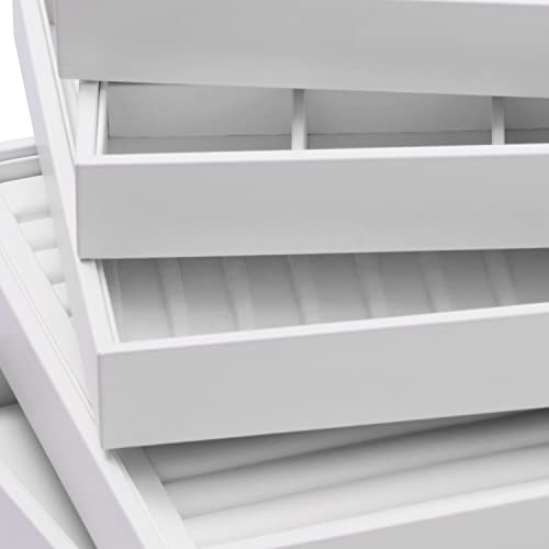 White PU Leather Jewelry Display Tray 24 Grids Pendant Earrings Necklace Organizer Display Showcase Jewelry Storage Tray - size: 24 Grid with insert