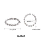 UNICRAFTABLE 100pcs 304 Stainless Steel Close but Unsoldered Jump Rings Open Jump Rings Twisted Connector Rings for Necklace DIY Jewelry Making 12x1.5mm