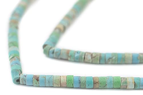 The Bead Chest Mixed Afghan Turquoise Beads 3mm Afghanistan Green Heishi Gemstone 15 Inch Strand