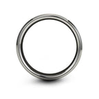 Chain Tool Ring - Gift for Cyclist - 8mm - Band - Gunmetal Black Silver - Personalized Custom Engraving - Men Women - Anniversary Engagement Wedding - Tungsten Carbide - Flat Dome Bevel - color: 12 - Black Grey Tungsten