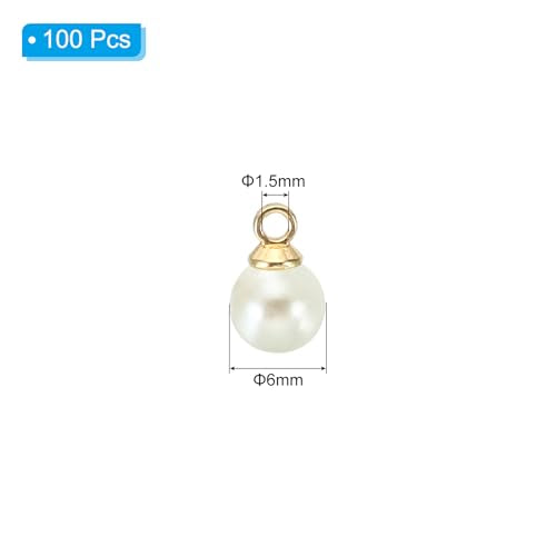 PATIKIL Pearl Charm, 100pcs Pearl Beads Faux Pearl Pendant Charm DIY for Jewelry Making Bracelets Earrings Necklace Crafts - color: Golden Beige, size: 6mm