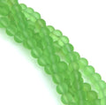 Round Beads, 8mm, Peridot w/Frosted, Matte, Sea Glass Finish, 26 Pcs