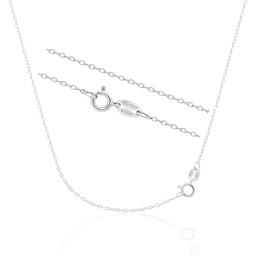 KEZEF 1mm 925 Sterling Silver Necklace for Women | 16-36 inch long Silver, 18k Gold, Rose Gold Necklaces for Women - Made In Italy Real Cable Chain Jewelry | Dainty cadena de plata s925 para mujer - color: Sterling Silver, size: 24 Inches
