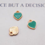 200 pcs Tiny Heart Enamel Charm Gold Plated Alloy Love Pendant Bracelet Earring Keychain Jewelry Crafts 6x8mm - color: Green