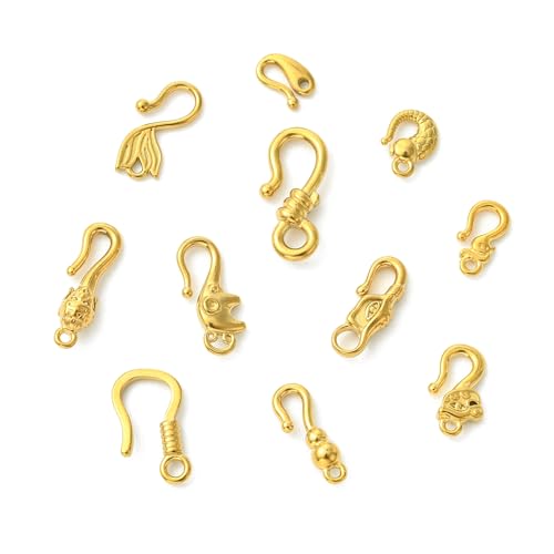 Gelirda 11Pcs Mixed Styles S Hook Ring Toggle Clasps Stainless Steel End Clasps Connectors for Jewelry Making Bracelet Necklace