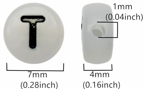 200PCS Letter Beads Glow in The Dark 4x7mm Acrylic Alphabet Letter T Beads for Jewelry Making Bracelet - color: T-200PCS