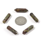Dragon Blood Jasper 32mm Natural Gemstone Hexagonal Wand Jewelry Making Crystal Pointed Chakra Reiki Healing Beads 2mm Hole Drilled(Pack of 10) - color: Dragon Blood Jasper