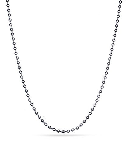 Titanium Stainless Steel Small Beads Ball Chain Necklace for Men Women 24-38 Inches Silver Black Gold - color: Silver, 2.4mm wide