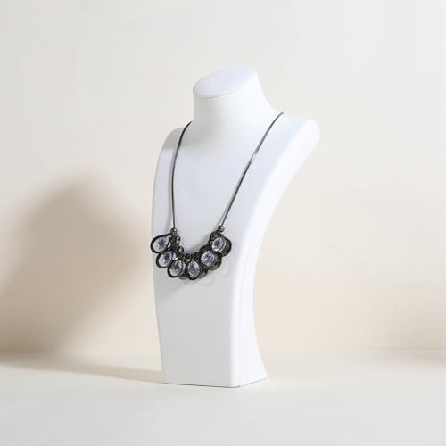 GemeShou White necklace storage organizer for sale, Velvet necklace holder stand, jewelry bust display stands, Jewelry Mannequin for Countertop, Showcase【White-Medium height 10.43 inch】 - color: White, size: Medium