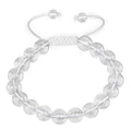 AD Beads Natural 10mm Gemstone Bracelets Healing Power Crystal Macrame Adjustable 7-9 Inch - color: Clear Crystal