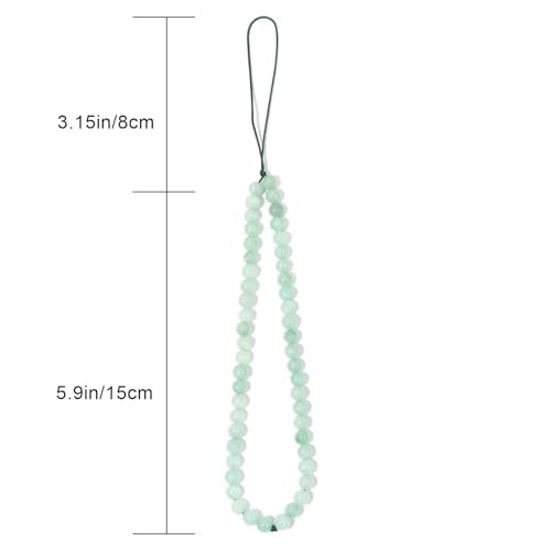 Semi-Precious Gem Stones Beaded Phone Charm Cell Phone Lanyard Wrist Strap Handmade Natural Gemstone Phone Chain string - color: Burma jade