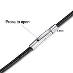 jonline24h Mens Womens Black Leather Cord Necklace Rope Chain with Stainless Steel Clasp 3mm 16-30 inch