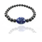Black Obisidian Bracelets for Men 8" Inch Full Stretch Healing Crystal Bracelet, Beaded Charm Bracelet for Men Gifts Fathers Day Anniversary Birthday Gifts for Him - color: Black Obsidian & Lapis Lazuli Bracelets