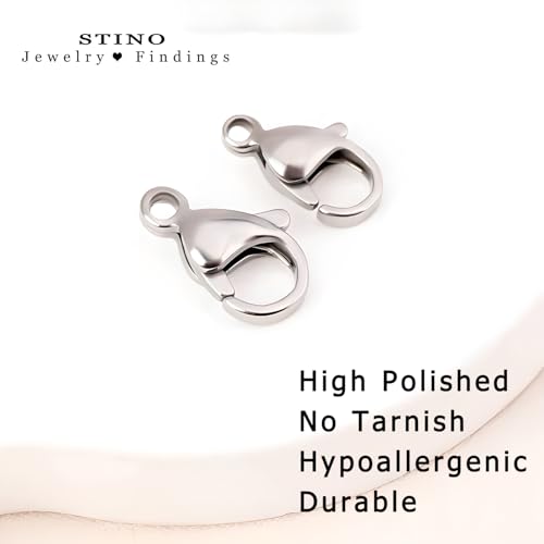 90Pcs Fadeless Lobster Claw Clasps (10mm) & Jump Rings for Jewelry Making, Necklace Bracelet Findings & Supplies (Stainless Steel) - color: Stainless Steel