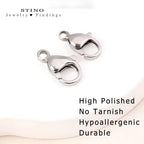 90Pcs Fadeless Lobster Claw Clasps (10mm) & Jump Rings for Jewelry Making, Necklace Bracelet Findings & Supplies (Stainless Steel) - color: Stainless Steel