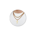 SENRAN Layered Cross Necklace for Men Boys Stainless Steel Layered Cuban Link Chain 16-24 inch Christian Cross Pendant Religious Jewelry Gifts - color: Gold, style: 20inch/22inch