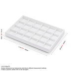 White Jewelry Display Organizer Tray Stackable Premium PU Leather 24 Grid Trinket Earring Ring Organizer Tray - size: 24 Grid