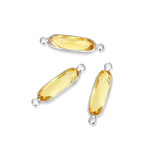 5pcs Adabele Grade A November Topaz Yellow Birthstone Connector Link 21mm Rectangle Bar Sterling Silver Plated Crystal Rhinestone Bead for DIY Craft Jewelry Making CCP9-S11 - color: November/Topaz Yellow - Silver Plated, size: 21mm (0.83") - 5pcs