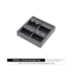 Dark Blue Jewelry Display Tray Ring Necklace Earring Bangle Organizer Multifunctional Storage Case for Jewelry Showcase (Small 4 Grids Earrings Tray) - color: 05-Earring Tray
