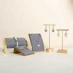 GemeShou Grey Necklace display stand, Velvet Jewelry necklace display holder for selling, small metal earring neck storage organizer, online jewelry photography props【Grey】 - color: grey