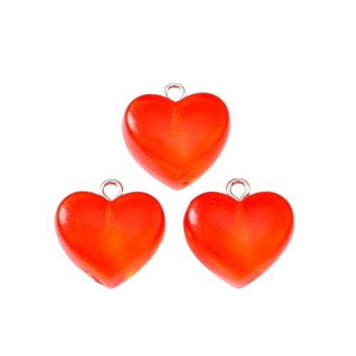 Beaded Jewelry 20pcs Pastel Resin Heart Pendant Jewellery Making Accessories Suitable for Earrings and Necklaces DIY Craft Materials(Red Color) - color: Red Color