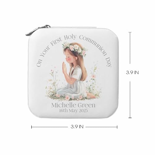 Personalized First Communion Gift for Girls – Custom Jewelry Box with Name & Date, Elegant Keepsake for First Holy Communion - color: Little Girl-1
