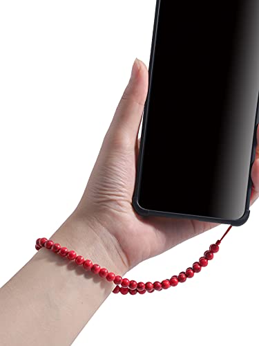 Semi-Precious Gem Stones Beaded Phone Charm Cell Phone Lanyard Wrist Strap Handmade Natural Gemstone Phone Chain string - color: Red Turquoise