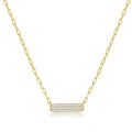 Horizontal Bar Necklace for Women, Sterling Silver or 14K Gold Plated Silver, Minimalist, CZ Diamond, Dainty Bar Pendant - Unique Jewelry Gift - style: Full Pavé - Gold