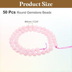 HARFINGTON 50pcs Natural Stone Beads 6mm Pink Rose Quartz Round Gemstone Stone Loose Beading Real Genuine Smooth Balls Bead for Jewelry Making Bracelets Necklace Earrings DIY - color: Pink Rose Quartz, size: 6mm