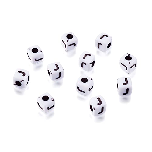 KISSITTY 240pcs Opaque Acrylic Letter J Cube Beads White Plastic Alphabet Loose Spacer Square Beads 4-5mm for DIY Name Bracelet Necklace Jewelry Crafts Making Hole: 1.8mm - color: Letter J#White and Black