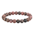 Crystal Vibe 8mm Beaded Bracelets For Women Men - Healing Crystal Bracelet - Adjustable Size - color: rhodolite