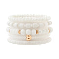 RISHEGAE Heishi Beaded Stretch Bracelets for Women Stackable Polymer Clay Beads Bracelets Friendship Boho Summer Beach Bracelet Jewelry Set - color: B-White Bracelet