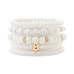 RISHEGAE Heishi Beaded Stretch Bracelets for Women Stackable Polymer Clay Beads Bracelets Friendship Boho Summer Beach Bracelet Jewelry Set - color: B-White Bracelet