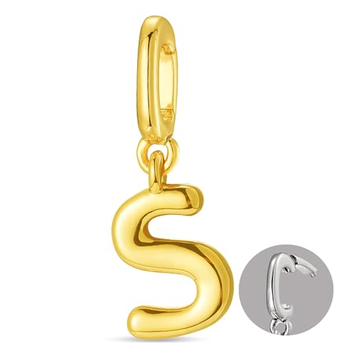 OVRUNS Initial Charm for Women,Letter Bracelet Necklace Charms Alphabet Pendant Charms With Clasp - color: Gold, style: Letter S