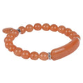 Justinstones Gem Semi Precious Gemstone Love Heart Charm Stretch Beaded Bracelet Unisex - color: Orange Aventurine