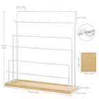 Earring Display for Vendors 6 Tier 42 Hooks Wood Earring Display Rack Holder for Earings Necklaces Rings Bracelets Keychains (White) - color: White