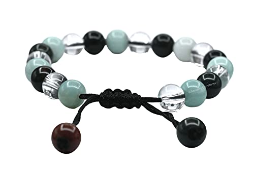 Amazing Gemstone Manifestation Bracelet for Pain Relief - Bloodstone Amazonite Clear Quartz Bracelet Set for Healing Calming Anxiety Stress Relief Gifts Pulseras Para Hombres Mujer (Adjustable) - color: Pain Relief