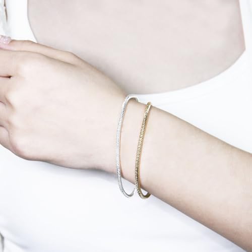 Exway 10 Pcs Snake Charm Bracelet Chain 7.5 Inch Gold and Silver Charm Bracelet Kit Snake Chain Bracelets Chain for Christmas DIY Women Jewelry Making Gifts - color: gold+silver, size: 7.5in