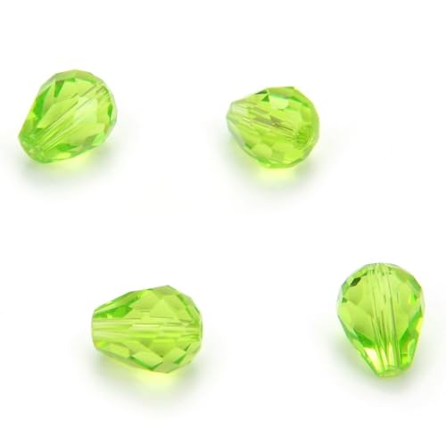 24pcs Adabele Austrian 8mm Faceted Teardrop Loose Crystal Beads Light Olivine Green Compatible with 5500 Swarovski Crystals Preciosa SST-817 - color: Light Olivine Green, size: 8mm x 6mm - 24pcs