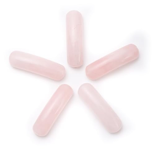 5PCS Natural Rose Quartz Stone Rectangle Curved Beads Gemstone Pendants Connectors for DIY Bracelet Neclace Jewelry Making - color: Rose Quartz