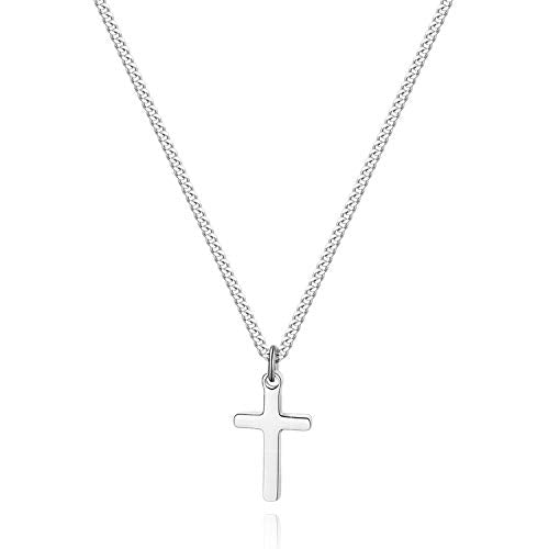 Joxevyia Cross Necklace for 14K Gold Filled Stainless Steel Small Cross Pendant with Cuban Chain Necklace Simple Faith Jewelry Christmas Gift for Men Women 16-24 Inches - size: 18 inches, style: silver cross necklace 0.8"*0.4"