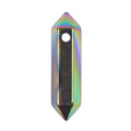 Metallic Rainbow Coated Hematite 32mm Natural Gemstone Hexagonal Wand Jewelry Making Crystal Pointed Chakra Reiki Healing Beads 2mm Hole Drilled(Pack of 10) - color: Metallic Rainbow Coated Hematite