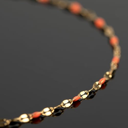UMAOKANG 5 Meters Bulk Chain for Jewelry Making - Gold Plated Stainless Steel DIY Jewelry Supplies Findings - color: Gold-Orange