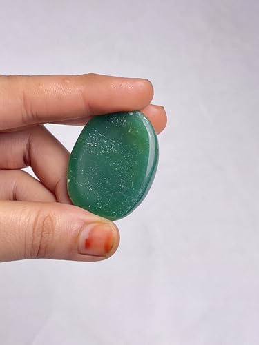 Green Aventurine Worry Stone – Genuine Polished Palm & Thumb Stone for Luck, Heart Chakra & Travel Mindfulness Gift - color: Green Aventurine