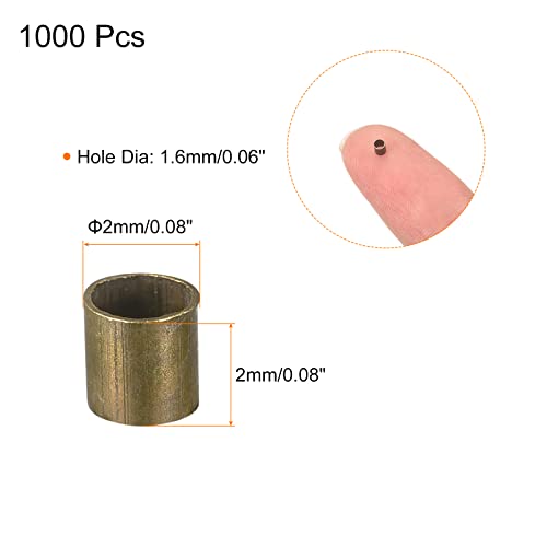 uxcell 1000Pcs Crimp Tube Beads, 2x2mm Brass Tube Crimp End Spacer Beads Tiny Stoppers for Bracelet Jewelry Making DIY, Bronze - color: Bronze, size: 2x2mm
