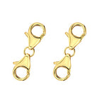 Double Lobster Clasp Gold Plated Sterling Silver Double Claw Connector Bracelet Extension Clasp for Jewelry Making（2pcs） - color: B-2 PCS Gold