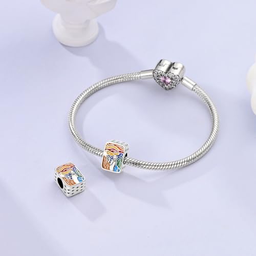 LAZA 925 Sterling Silver Charm for Bracelet Necklace Dangle Love Mom Butterfly Party Charm Beads Pendants DIY Jewelry for Women - color: square drive